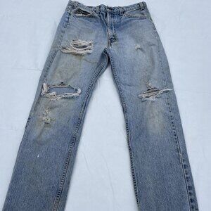 Vintage Levis Orange Tab Jeans Size 33x34 Distressed Holes
